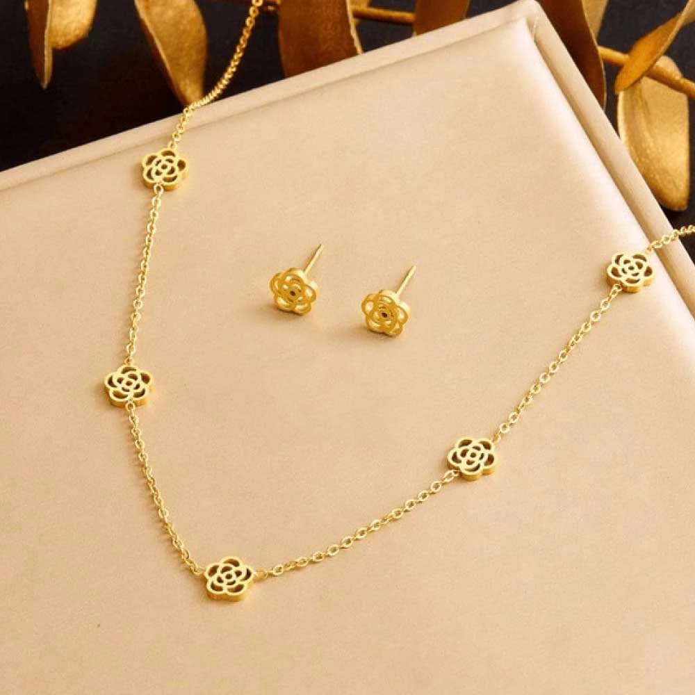 Camellia Necklace & Earrings Set gallery angle