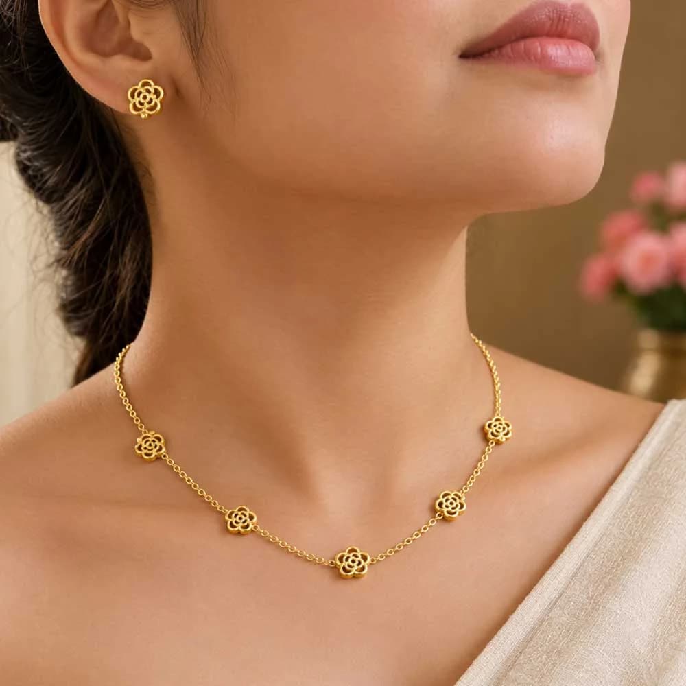 Camellia Necklace & Earrings Set