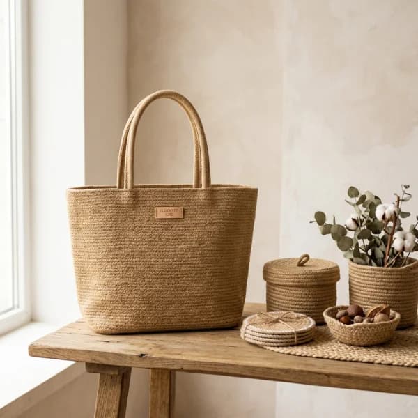 Handcrafted Eco-Friendly Natural Jute Tote Bag