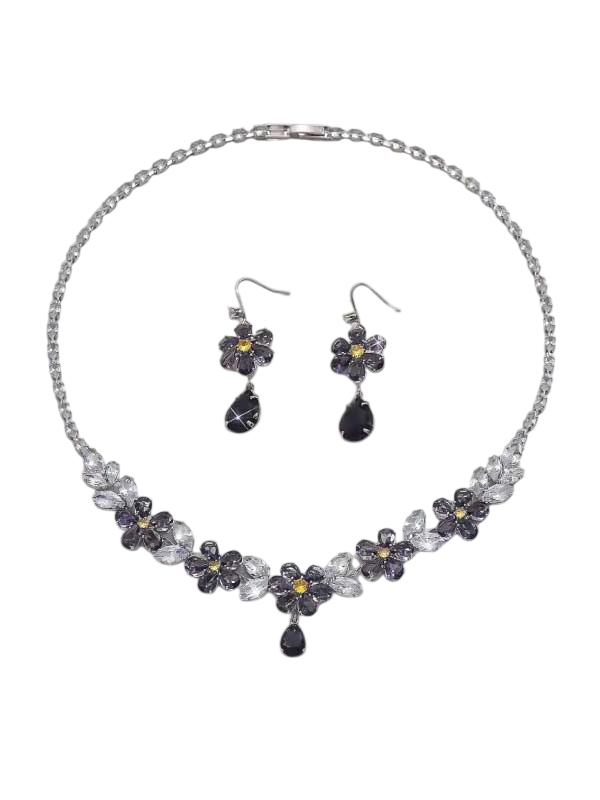 Water Drop Zircon Necklace & Earrings Jewelry Set